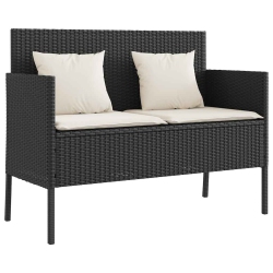 VIDAXL Garden Bench With Cushions Poly Rattan In Black