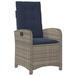 VIDAXL Reclining Garden Chair With Cushions Poly Rattan In Grey