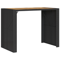 VIDAXL Garden Bar Table With Acacia Wood Top 145X80X110 Cm Poly Rattan In Black