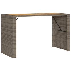 VIDAXL Garden Bar Table With Acacia Wood Top 185X80X110 Cm Poly Rattan In Grey