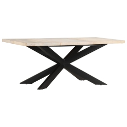 VIDAXL Dining Table 70.9"x35.4"x29.9" Solid Bleached Wood In Mango
