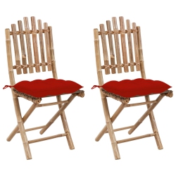 VIDAXL Folding Garden Chairs 2 PCs With Cushions Bamboo
