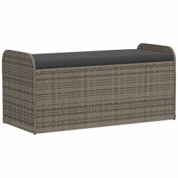 VIDAXL Storage Bench With Cushion 115X51X52 Cm Poly Rattan In Grey
