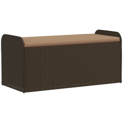 VIDAXL Storage Bench With Cushion 115X51X52 Cm Poly Rattan In Brown