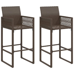 VIDAXL Garden Bar Stools 2 PCs Poly Rattan In Brown