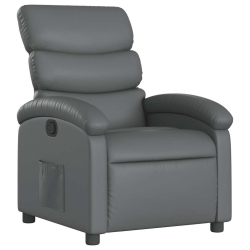 VIDAXL Manual Recliner Chair, Adjustable Backrest/ Footrest Leather Reclining Sofa In Gray