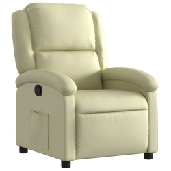 VIDAXL Manual Recliner Chair, Adjustable Backrest/ Footrest, Cream Real Leather