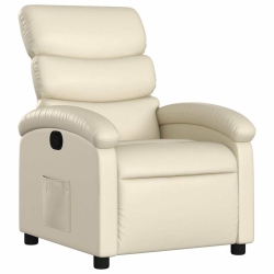 VIDAXL Manual Recliner Chair, Adjustable Backrest/ Footrest, Cream Leather Reclining Sofa