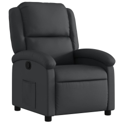 VIDAXL Manual Recliner Chair, Adjustable Backrest/ Footrest Real Leather In Black