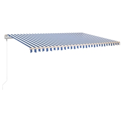 VIDAXL Automatic Retractable Awning 500X300 Cm And White In Blue