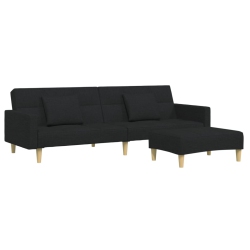 VIDAXL 2-Seater Sofa Bed With Footstool Fabric In Black