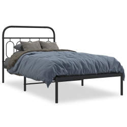 VIDAXL Metal Bed Frame Without Mattress With Headboard 100X200Cm In Black
