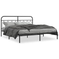 VIDAXL Metal Bed Frame Without Mattress With Headboard 193X203Cm In Black