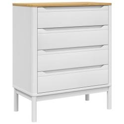 VIDAXL Chest Of Drawers Floro Solid Wood Pine In White