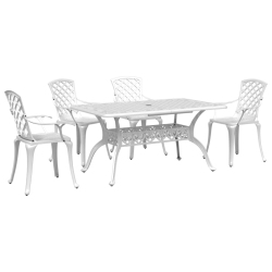 VIDAXL 5 Piece Garden Dining Set Cast Aluminium In White