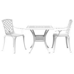VIDAXL 3 Piece Bistro Set Cast Aluminium In White