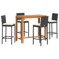 VIDAXL 5 Piece Garden Bar Set Solid Wood Acacia And Poly Rattan In Black