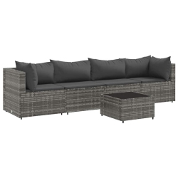 VIDAXL 5 Piece Garden Lounge Set With Cushions Poly Rattan In Grey