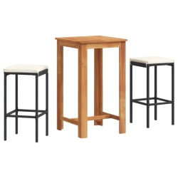 VIDAXL 3 Piece Garden Bar Set Solid Wood Acacia And Poly Rattan In Black
