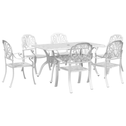 VIDAXL 7 Piece Garden Dining Set Cast Aluminium In White