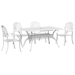 VIDAXL 5 Piece Garden Dining Set Cast Aluminium In White