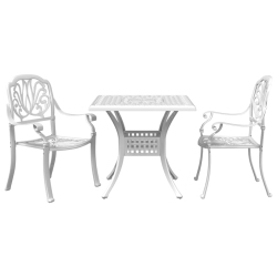 VIDAXL 3 Piece Bistro Set Cast Aluminium In White