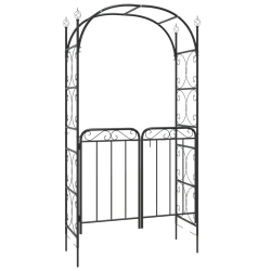 VIDAXL Garden Arch With Gate 108X45X235 Cm Steel In Black