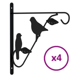 VIDAXL Hanging Basket Brackets 4 PCs Steel In Black