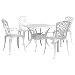 VIDAXL 5 Piece Garden Dining Set Cast Aluminium In White