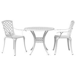 VIDAXL 3 Piece Bistro Set Cast Aluminium In White