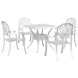 VIDAXL 5 Piece Garden Dining Set Cast Aluminium In White