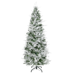 HOMCOM 5 Ft Pencil Snow Flocked Artificial Christmas Tree With Realistic Cypress Branches, Auto Open In Green