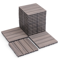 COSTWAY 18 PCs Interlocking Deck Tiles Anti-Slip Floor Tiles for Poolside All Weather In Grey