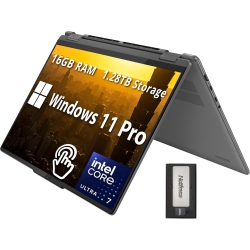 LENOVO Yoga 7I 2-In-1 16" 2K Touchscreen Laptop, Intel Ultra 7 155U, 1.28Tb Storage(1Tb SSD +288GB Docking Station Set), 16GB Lpddr5X, Backlit