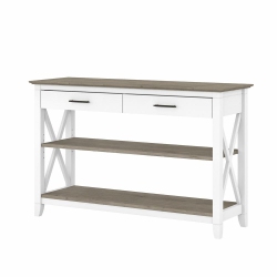 BUSH INDUSTRIES Bush Furniture Key West Console Table With Drawers And Shelves, Shiplap Gray/pure In White