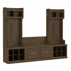 BUSH INDUSTRIES Kathy Ireland® Home By Bush Furniture Woodland Entryway Storage Set With Hall Trees And Shoe Bench With Doors In Ash In Brown