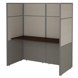 BUSH INDUSTRIES Bush Business Furniture Easy Office 60W Cubicle Desk Workstation With 66H Closed Panels, Mocha Cherry