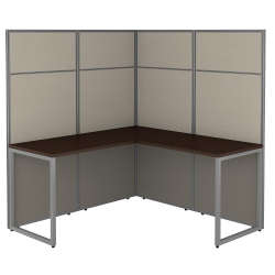 BUSH INDUSTRIES Bush Business Furniture Easy Office 60W L Shaped Cubicle Desk Workstation With 66H Panels, Mocha Cherry