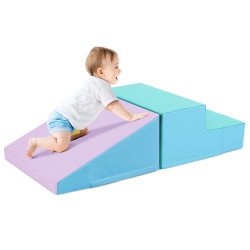 COSTWAY Step And Slide Climber for Infants And Toddlers Baby Soft Foam Structure Blocks In Multicolor