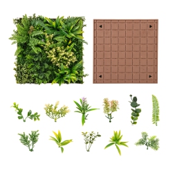 COSTWAY 2 Pack Square Framed Artificial Foliage Wall Art With11 Types Of Mixed Faux Plants