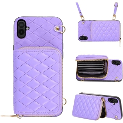 UNKNOWN Compatible With Samsung Galaxy A04 Zipper Wallet Case With Crossbody Shoulder Strap, 8 Card Slots Purse