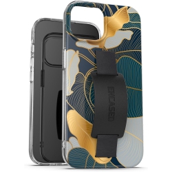 UNKNOWN Bando Case Designed for Iphone 15 Pro Case With Finger Loop Strap (Gold Leaf Design)
