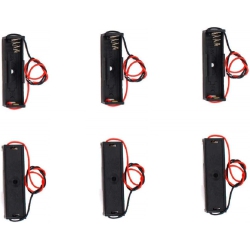 UNKNOWN 6PCs 1 X 1.5V Aaa Battery Spring Clip Plastic Storage Box 1Slot X 1.5V Aaa Battery Case Holder Black Wire Leads In Red