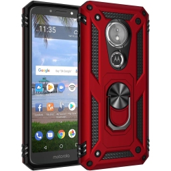 UNKNOWN Military Grade Drop Impact for Motorola Moto E5 Case, [Moto G6 Play Case] 360 Metal Rotating Ring Kickstand Holder