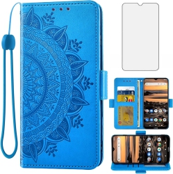 UNKNOWN Compatible With Nokia 1.4 Wallet Case And Tempered Glass Screen Protector Credit Card Holder Flip Purse