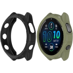 UNKNOWN 2Pack Soft Tpu Case Cover (Black+Green) Compatible With Garmin Forerunner965 Running Smartwatch Protective Case