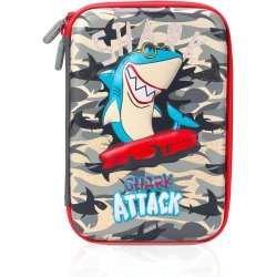 UNKNOWN Brave Shark Pencil Case With Multi-Compartment for School Boy Kids, Cute Eva Pen Pouch Large Capacity Cartoon