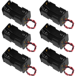 UNKNOWN 6 PCs 4 X 1.5V Aa Battery Holder Case Box With Black Wire Leads In Red