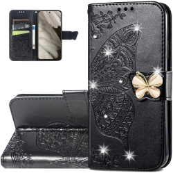 UNKNOWN Wallet Phone Case for Google Pixel 8, 3D Butterfly Pattern Pu Leather Flip Kickstand Case With Magnetic Clasp