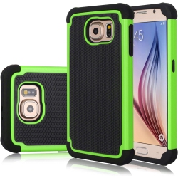 UNKNOWN Galaxy S6 Edge Case, [Shock Proof] Scratch Absorbing Hybrid Rubber Plastic Impact Defender Rugged Slim Hard Case